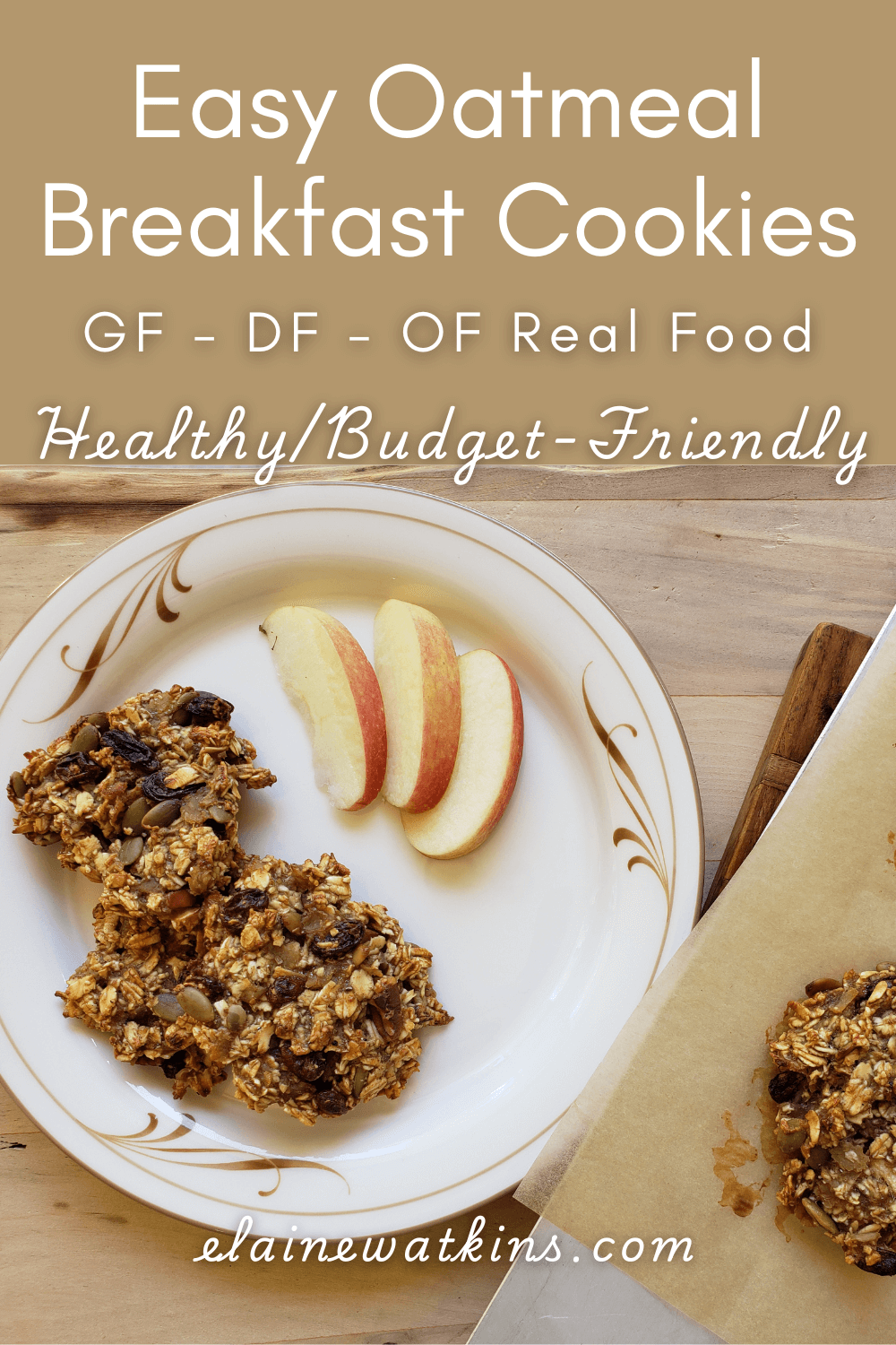 Easy Oatmeal Breakfast Cookies - Apple Pecan and Gluten, Sugar, and Oil Free