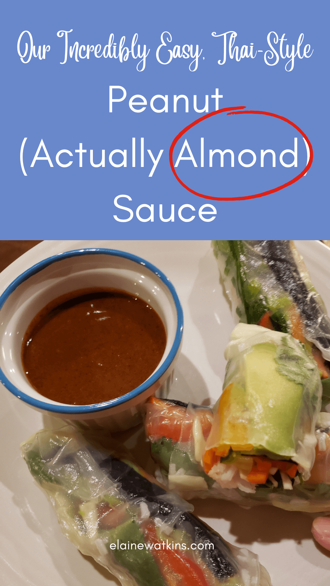 Thai Inspired Peanut Sauce With Almonds (Peanut free + GF, SF, OF)